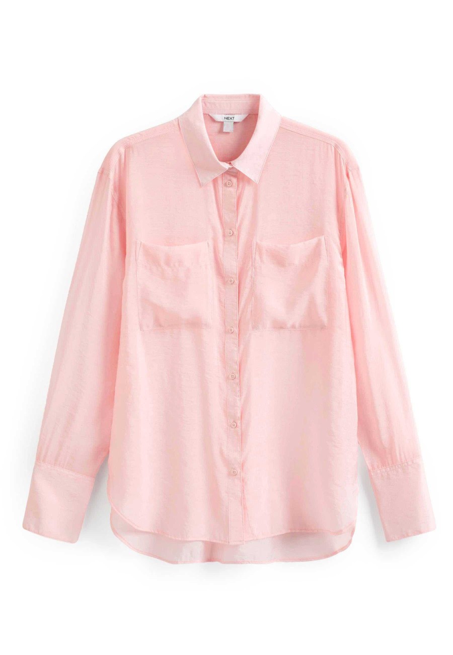 Naisten Next Puserot & Tunikat | Sheer Longline Shirt - Paitapusero Pink